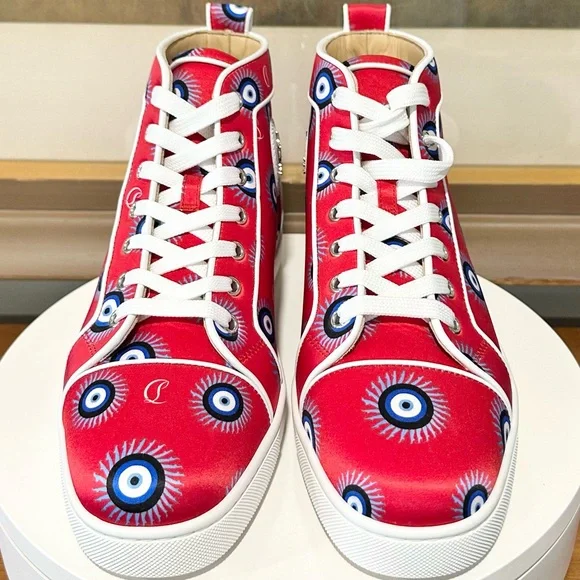 👞 CHRISTIAN LOUBOUTIN Satin Nappa Loubi Eye Louis Orlato Flat Sneakers Size: 41 - Picture 7 of 11